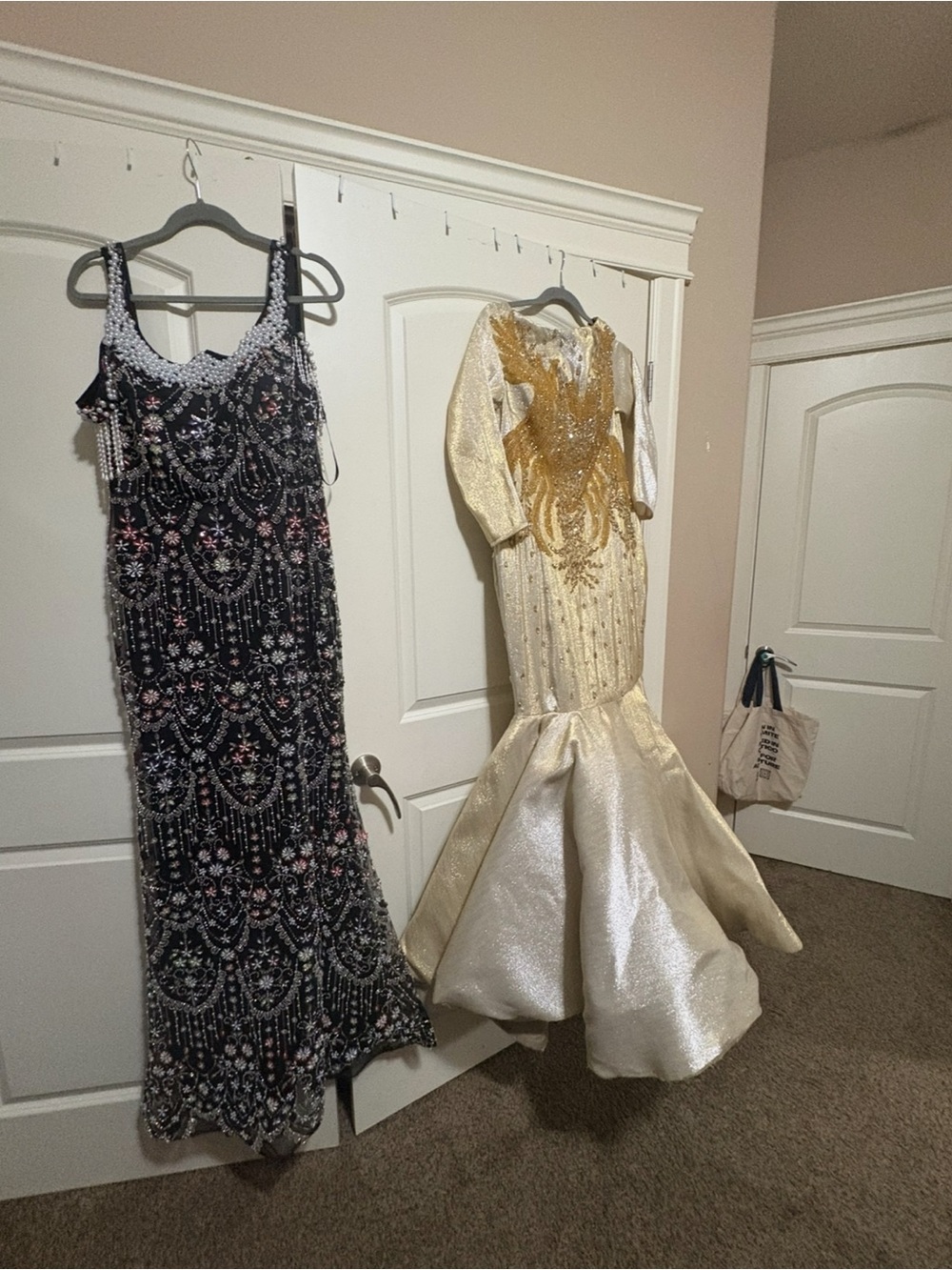 Elegant Metallic Ivory Mermaid Gown - Women's Formal Dress - Picture 4 of 4